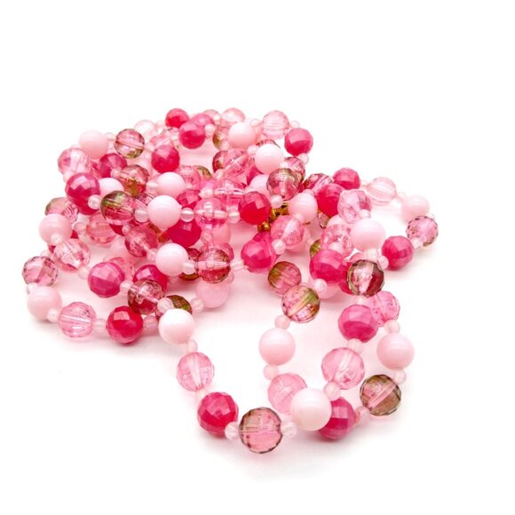 Passion for Pink Beaded Necklace, Barbiecore Pastel Vintage Strand, Flapper Leng - Picture 2 of 4